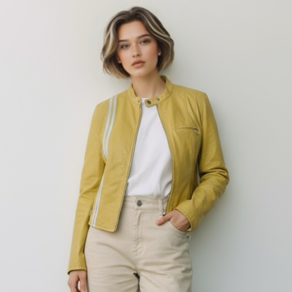Wilsons Leather Yellow Moto Jacket